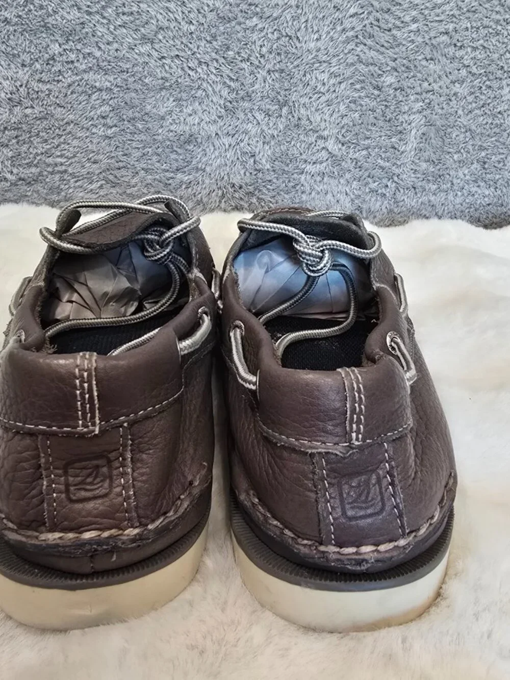 Sperry Top-Sider Leeward 2-Eye Salt Wash Grey Leather Mens Boat Shoe Size 13 NEW